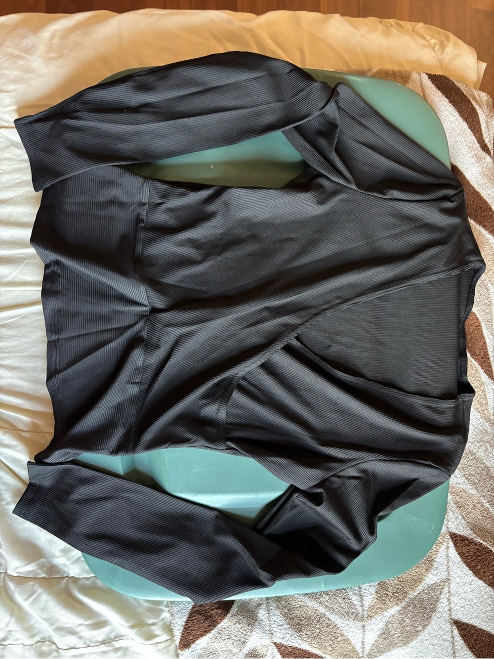 Brown Long Sleeve Ribbed Top